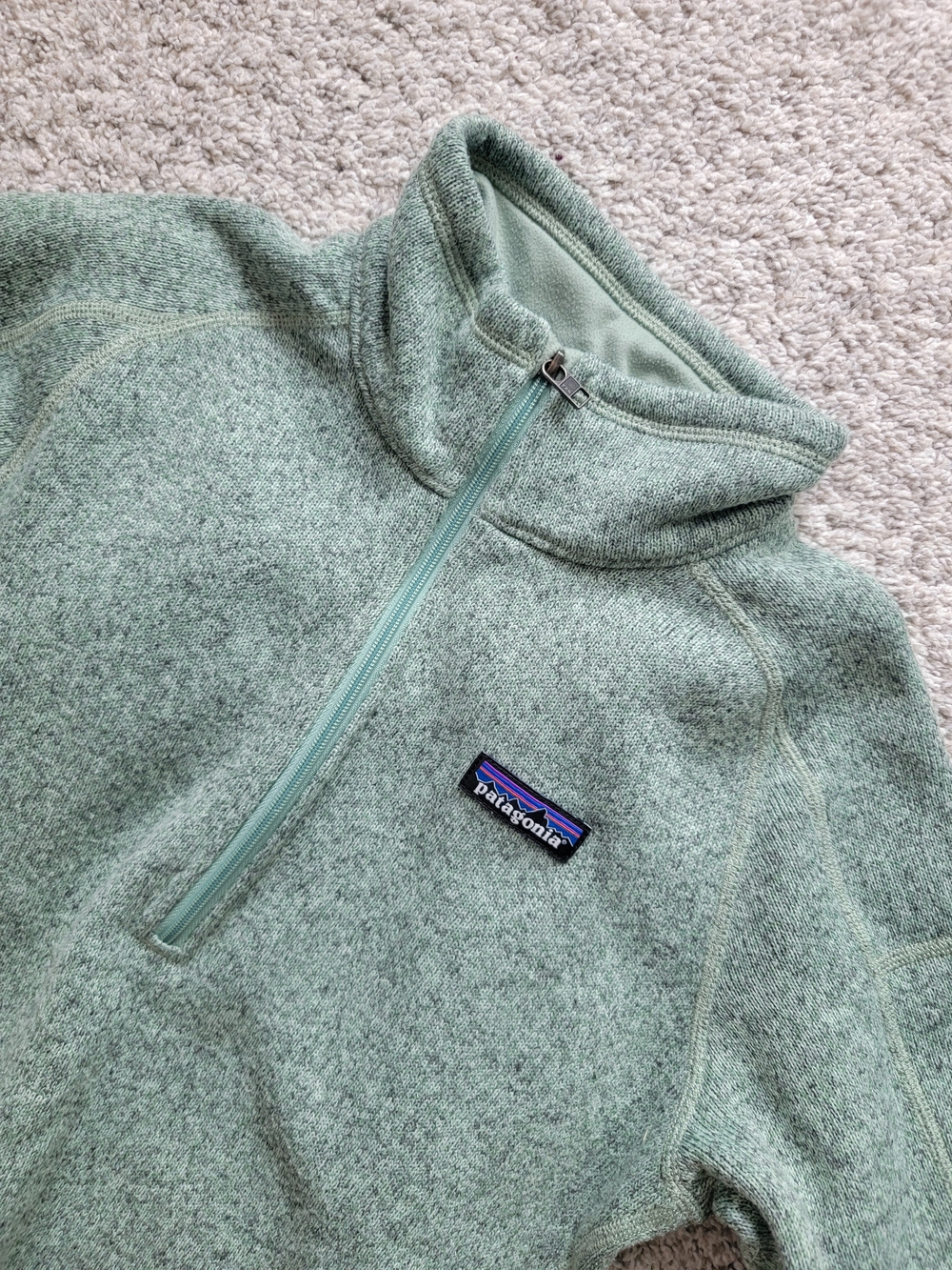 Patagonia Better Sweater Light Green Quarter-Zip Fleece Pullover Womens Small